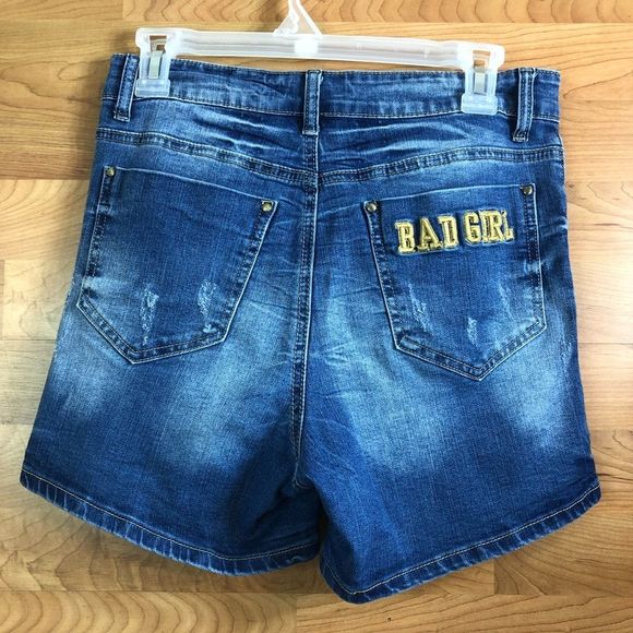 Legend Luxury Denim Design Size 27 Distressed “BAD GIRL” Medium Blue Was… - Picture 2 of 13